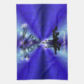 Advent, kerstartik op blauwe groene regenboog theedoek (Verticaal)