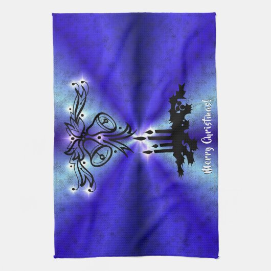 Advent, kerstartik op blauwe groene regenboog theedoek (Verticaal)