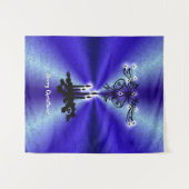 Advent, kerstartik op blauwe groene regenboog wandkleed (Voorkant (horizontaal))
