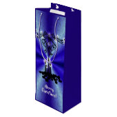 Advent, kerstartik op blauwe groene regenboog wijn cadeautas (Achterkant Gekanteld)