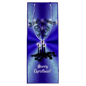 Advent, kerstartik op blauwe groene regenboog wijn cadeautas (Achterkant)