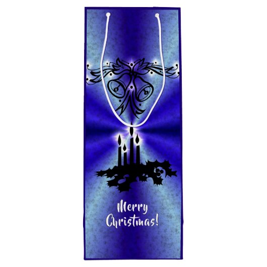 Advent, kerstartik op blauwe groene regenboog wijn cadeautas (Achterkant)