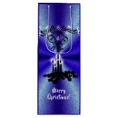 Advent, kerstartik op blauwe groene regenboog wijn cadeautas (Voorkant)