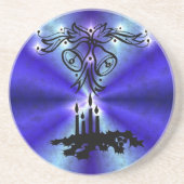 Advent, kerstartik op blauwe groene regenboog zandsteen onderzetter (Voorkant)