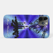 Advent, kerstboomschildering op blauwe groene rege Case-Mate iPhone case (Achterkant (horizontaal))