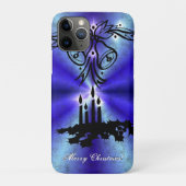 Advent, kerstboomschildering op blauwe groene rege Case-Mate iPhone case (Achterkant)