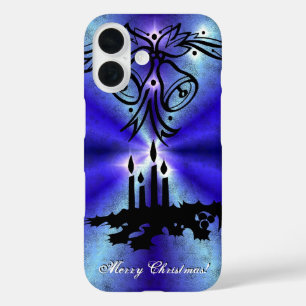 Advent, kerstboomschildering op blauwe groene rege iPhone 16 hoesje