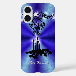 Advent, kerstboomschildering op blauwe groene rege iPhone 16 hoesje