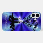 Advent, kerstboomschildering op blauwe groene rege Case-Mate iPhone case (Achterkant (horizontaal))