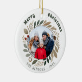 Advent krans gebladerte Vrolijk Kerstmis Familie F Keramisch Ornament (Rechts)