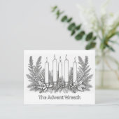 Advent Krans & Kaarsen naar Kleur Kleuren Afbeeldi Feestdagenkaart (Staand voorkant)