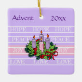 Advent krans op gestreepte achtergrond keramisch ornament (Voorkant)