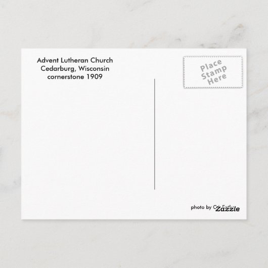 Advent Lutheran Church Briefkaart (Achterkant)