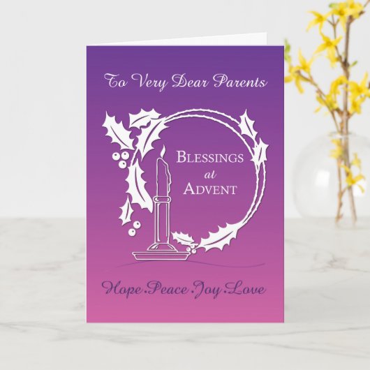 Advent Parents Blessings Wreatcandle Paars Kaart (Gele Bloem)
