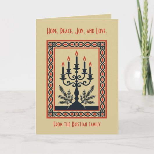 Advent Stylized Candelabra Nordic Christmas With K Kaart (Voorkant)