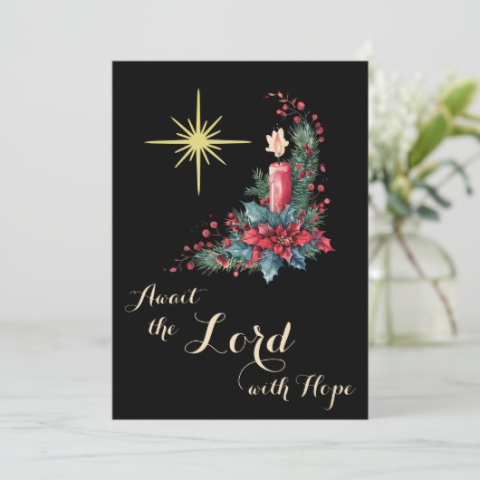 Advent Wacht de Heer met hoop Kerstster Feestdagenkaart (Staand voorkant)