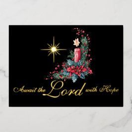 Advent Wacht op de Heer met Hoop Kerstster Folie Feestdagenkaart