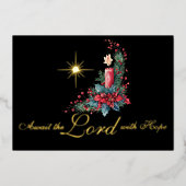 Advent Wacht op de Heer met Hoop Kerstster Folie Feestdagenkaart (Voorkant)