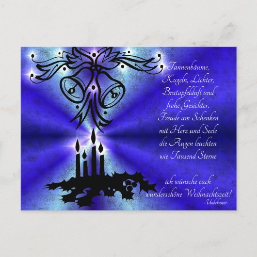Advent, Weihnachten, Gedicht Deutsch Briefkaart (Voorkant)
