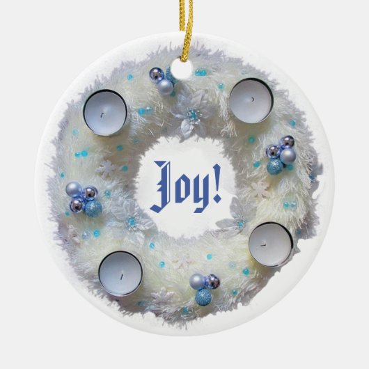Advent Wreater Silver en Blue Ceramic Ornament (Voorkant)
