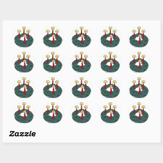Advent Wreath Candles Ronde Sticker (Vel)