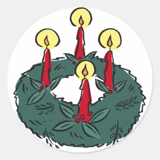 Advent Wreath Candles Ronde Sticker (Voorkant)