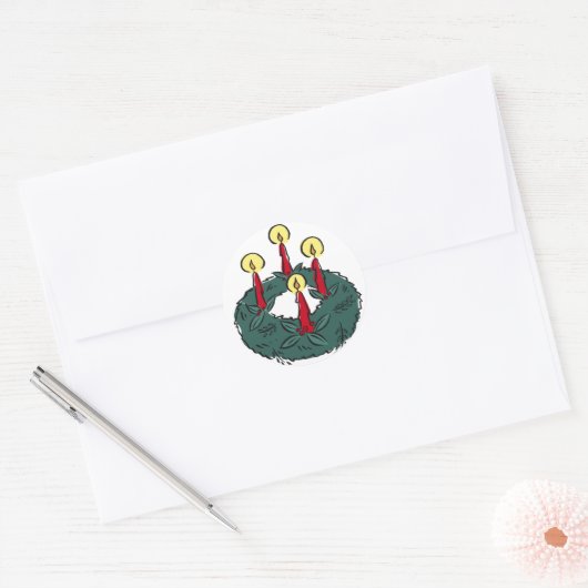 Advent Wreath Candles Ronde Sticker (Envelop)