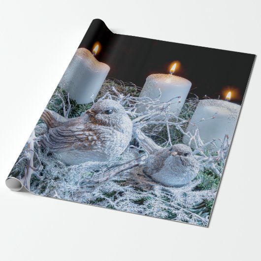 Advent Wreath Kerstmis Cadeaupapier (Uitgerold)