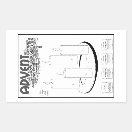 Advent Wreath: kleur op nummer voor studenten! Rechthoekige Sticker (Voorkant)