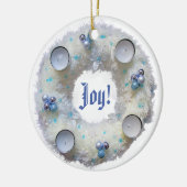 Advent Wreath Silver en Blue Keramisch Ornament (Links)