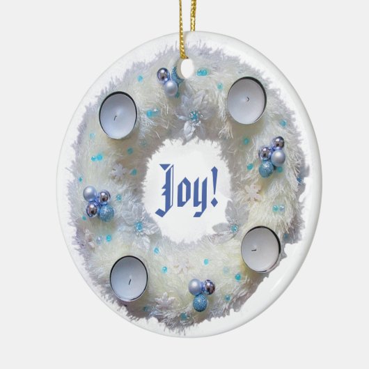 Advent Wreath Silver en Blue Keramisch Ornament (Links)