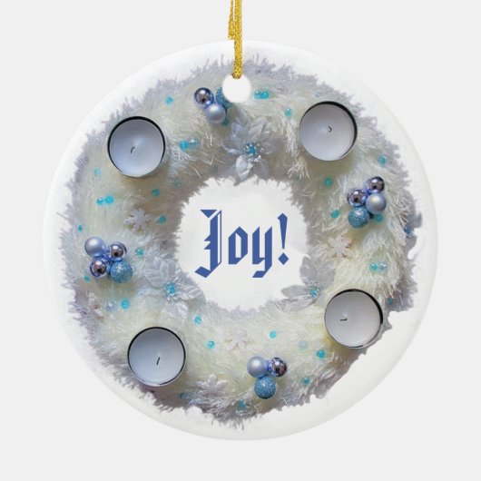 Advent Wreath Silver en Blue Keramisch Ornament (Achterkant)