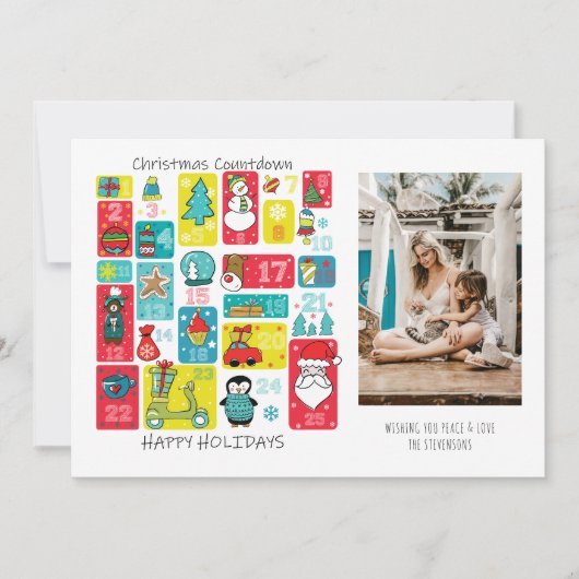 Adventkalender Kerst Foto Feestdagenkaart (Voorkant)