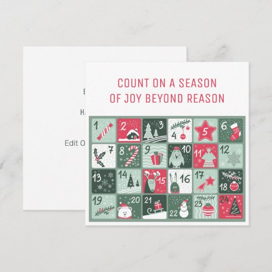 Adventkalender Kerstkaart Kaart (Voorkant / Achterkant)