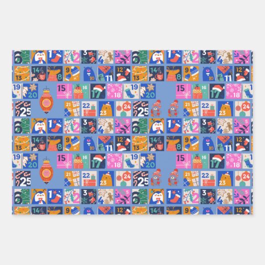 ADVENTKALENDER Scandinavische Volkskunst Hygge 3 k Inpakpapier Vel (Voorkant)