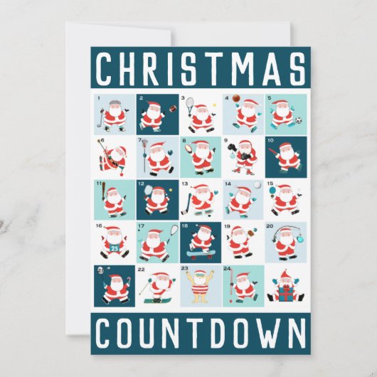 Adventkalender Sport Aftelling Kerstkaart (Voorkant)