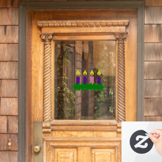 Adventkrans en afzonderlijke vlammen Venster vastk Raamsticker (Huis Deur)