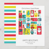 Adventskalender Kerst Cartoon stijl Feestdagenkaart (Voorkant / Achterkant)