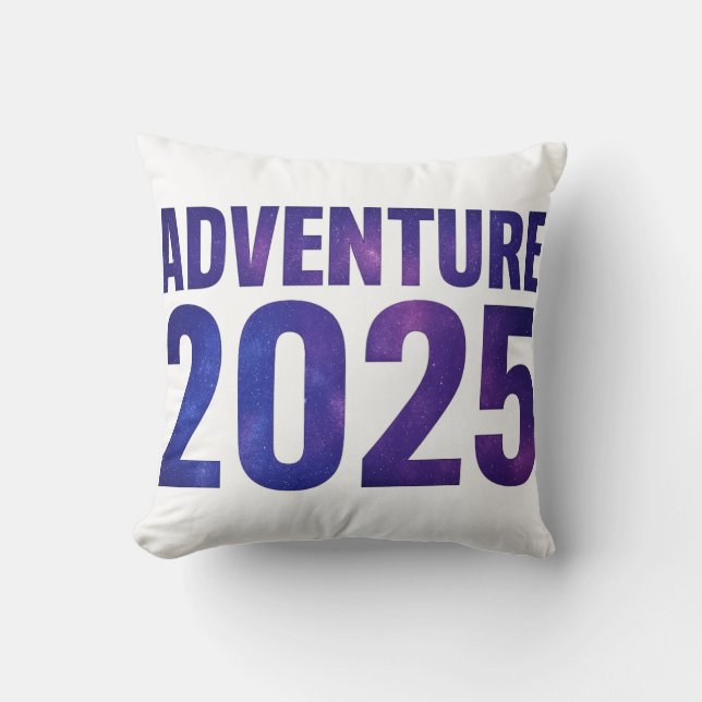 Adventure 2025 Galaxy Typography Design Kussen (Voorkant)