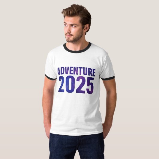 Adventure 2025 Galaxy Typography Design T-shirt (Voorkant volledig)