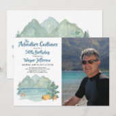 Adventure 50th Birthday Photo Rustic Mountain Kaart (Voorkant / Achterkant)