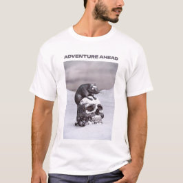 Adventure Ahead. Rat on skull in snow T-shirt