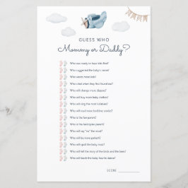Adventure Airplane Baby shower Guess Who spel