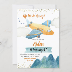 Adventure Airplane Boy Birthday Party Invitation Kaart