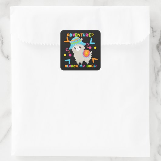 Adventure Alpaca My Bags Cute Funny Vierkante Sticker (Tas)