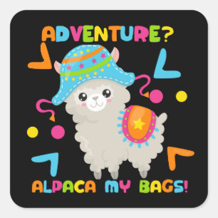 Adventure Alpaca My Bags Cute Funny Vierkante Sticker