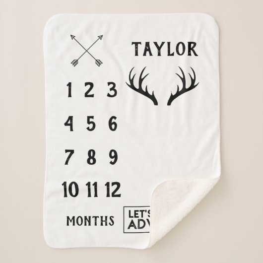 Adventure Alter Milestone Sherpa Blanket | Maandel Sherpa Deken (Voorkant)