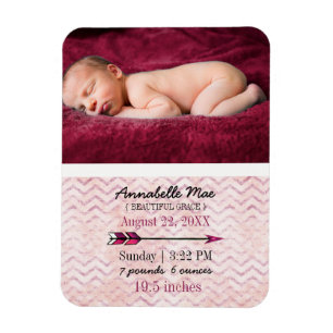 Adventure Arrow Baby Meisje Geboorte Aankondiging  Magneet