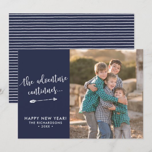Adventure Arrow-script - Nieuwjaar fotokaart Feestdagenkaart (Voorkant / Achterkant)