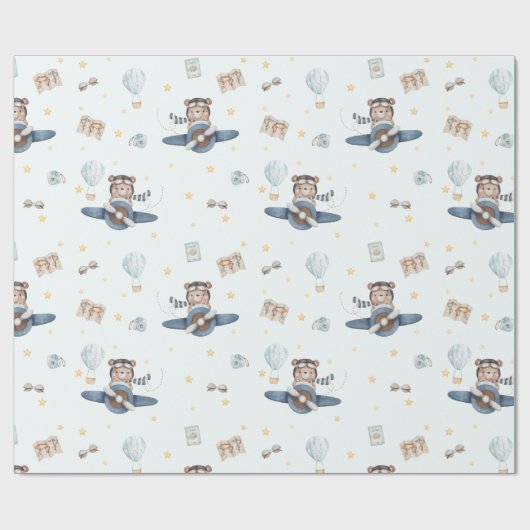 Adventure Aviation Beer Blue Plane Cadeaupapier (Vlak)